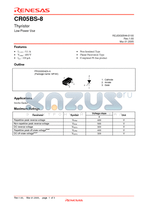 CR05BS-8 datasheet - Thyristor Low Power Use