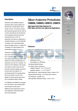 C30902S datasheet - Silicon Avalanche Photodiodes