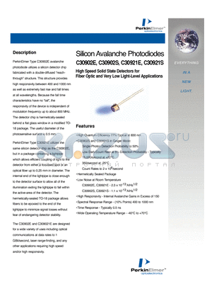 C30921E datasheet - Silicon Avalanche Photodiodes