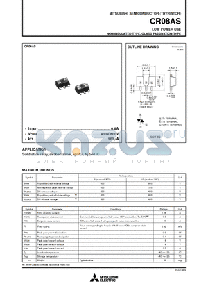 CR08AS datasheet - LOW POWER USE NON-INSULATED TYPE, GLASS PASSIVATION TYPE