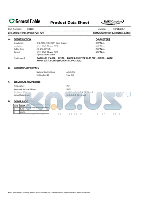 C3128 datasheet - 2C 14AWG (19/.0147