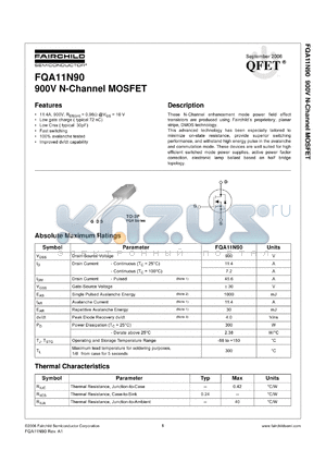 FQA11N90_06 datasheet - 900V N-Channel MOSFET