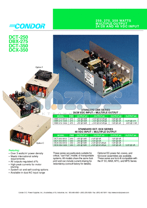 DBX-275 datasheet - 250, 275, 350 WATTS MULTIPLE OUTPUT 24/28 AND 48 VDC INPUT