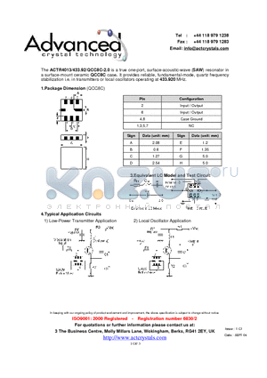 ACTR4013 datasheet - true one-port, surface-acoustic-wave (SAW) resonator