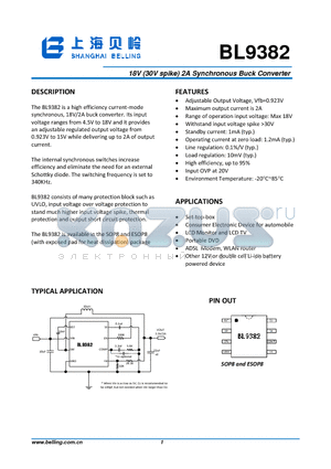 BL9382 datasheet - 18V (30V spike) 2A Synchronous Buck Converter