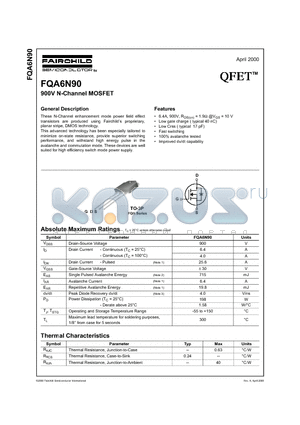 FQA6N90 datasheet - 900V N-Channel MOSFET