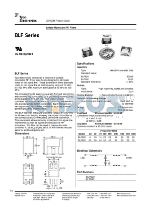 BLF082 datasheet - surface Mountable RFI Filters