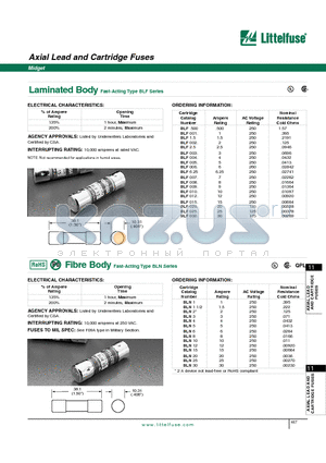 BLF2.5 datasheet - Axial Lead and Cartridge Fuses