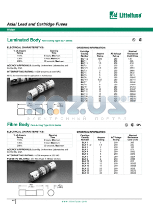 BLF21/2 datasheet - Axial Lead and Cartridge Fuses - Midget