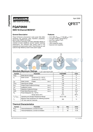 FQAF6N90 datasheet - 900V N-Channel MOSFET