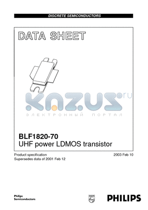 BLF1820-70 datasheet - UHF power LDMOS transistor