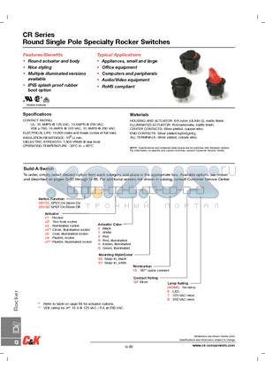 CR101J32S215QF datasheet - Round Single Pole Specialty Rocker Switches