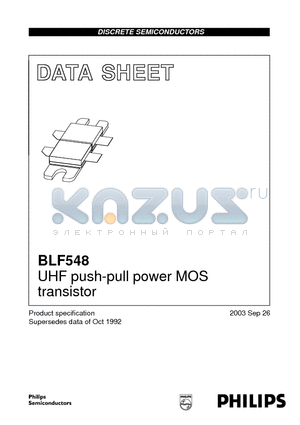 BLF548 datasheet - UHF push-pull power MOS transistor