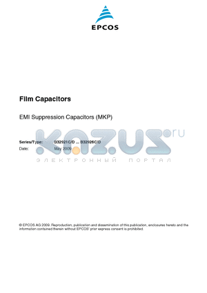 B32921C3223K289 datasheet - Film Capacitors EMI Suppression Capacitors (MKP)