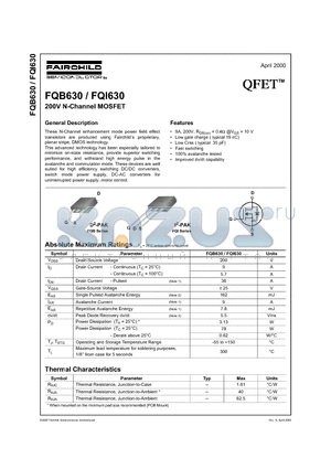 FQB630 datasheet - 200V N-Channel MOSFET