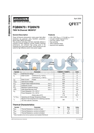 FQB6N70 datasheet - 700V N-Channel MOSFET