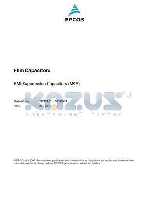 B32923C3334M788 datasheet - Film Capacitors EMI Suppression Capacitors (MKP)