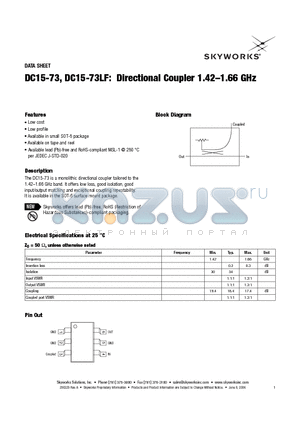 DC15-73LF datasheet - Directional Coupler 1.42-1.66 GHz