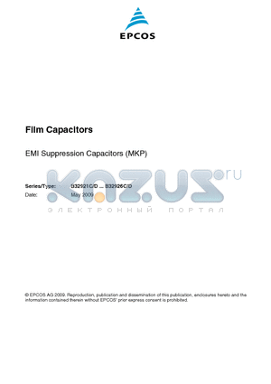 B32924C3225M000 datasheet - Film Capacitors EMI Suppression Capacitors (MKP)