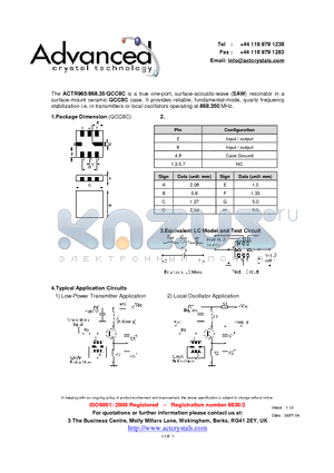ACTR965 datasheet - true one-port, surface-acoustic-wave (SAW) resonator