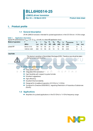 BLL6H0514-25 datasheet - LDMOS driver transistor