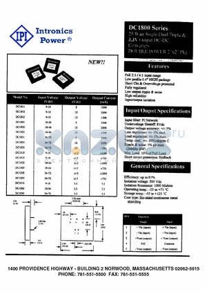 DC1818 datasheet - 25 Watt Single Dual Triple & 3.3V Output DC-DC Converters