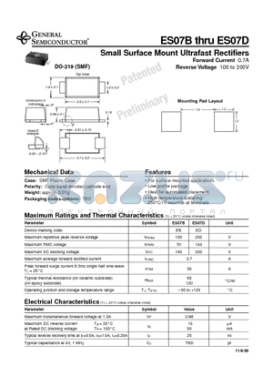 ES07D datasheet - Small Surface Mount Ultrafast Rectifiers