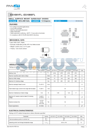 ES1004FL datasheet - SMALL SURFACE MOUNT SUPER FAST DIODES