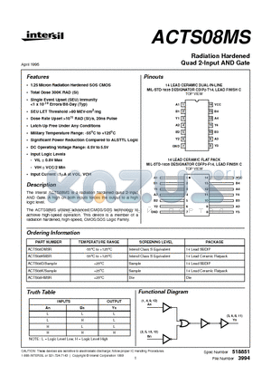 ACTS08KMSR datasheet - Radiation Hardened Quad 2-Input AND Gate