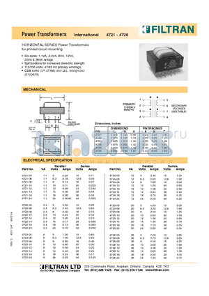 4723-10 datasheet - Power Transformers International