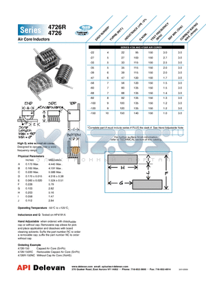 4726-120 datasheet - Air Core Inductors
