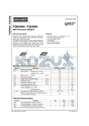 FQI3N90 datasheet - 900V N-Channel MOSFET