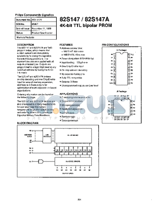 82S147 datasheet - 4K-BIT TTL BIPLOAR PROM