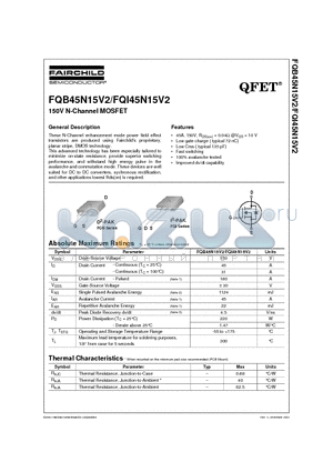 FQI45N15V2 datasheet - 150V N-Channel MOSFET