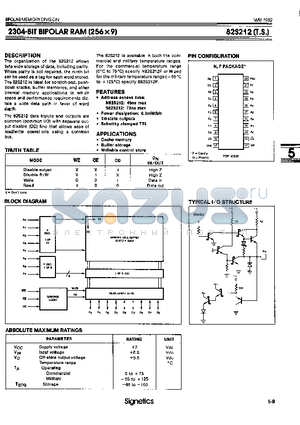 82S212 datasheet - 2304 BIT BIPOLAR RAM