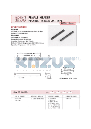 B3422BS1 datasheet - FEMALE HEADER PROFILE : 2.1mm SMT TYPE
