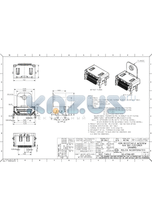 47266-0201 datasheet - HDMI RECEPTACLE W/SCREW R/A SMT CUSTOMER DRAWING