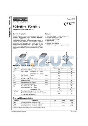 FQI55N10 datasheet - 100V N-Channel MOSFET