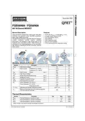 FQI58N08 datasheet - 80V N-Channel MOSFET