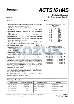 ACTS161K datasheet - Radiation Hardened 4-Bit Synchronous Counter