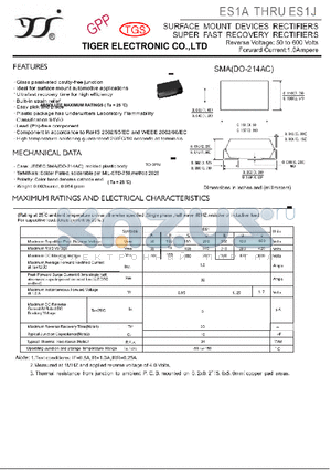 ES1B datasheet - SURFACE MOUNT DEVICES RECTIFIERS