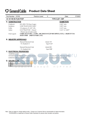 C3190 datasheet - 3C 18 7/26 BC FLEX PVDF TYPE CL2P / CMP