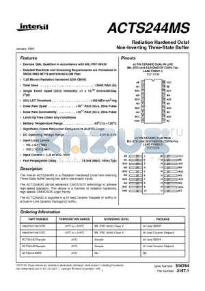 ACTS244MS datasheet - Radiation Hardened Octal Non-Inverting Three-State Buffer