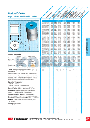 DC630-272M datasheet - High Current Power Line Chokes