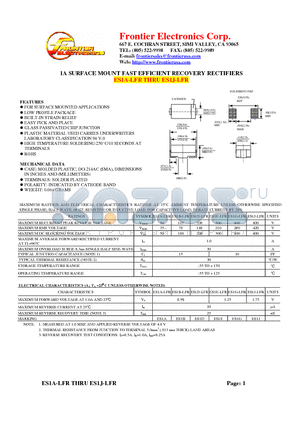 ES1D-LFR datasheet - 1A SURFACE MOUNT FAST EFFICIENT RECOVERY RECTIFIERS