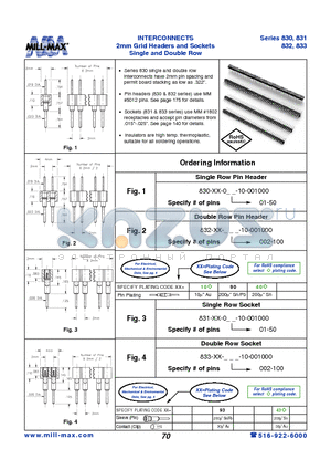 830-10-001-10-001000 datasheet - INTERCONNECTS 2mm Grid Headers and Sockets Single and Double Row