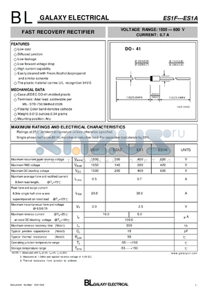 ES1F datasheet - FAST RECOVERY RECTIFIER
