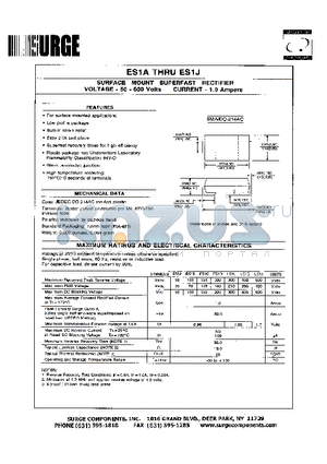 ES1G datasheet - SURFACE MOUNT SUPERFAST RECTIFIER VOLTAGE - 50 - 600 Volts CURRENT - 1.0 Amperes