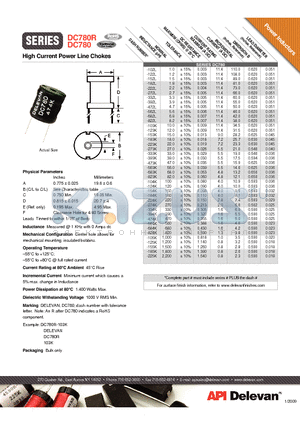 DC780-105K datasheet - High Current Power Line Chokes