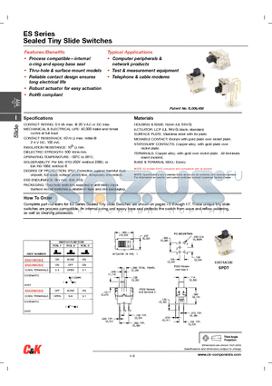 ES21MCBE datasheet - Sealed Tiny Slide Switches